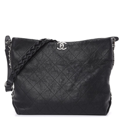 Chanel Grained Calfskin Stitched Medium Braided With Style Hobo Black 1 of 14