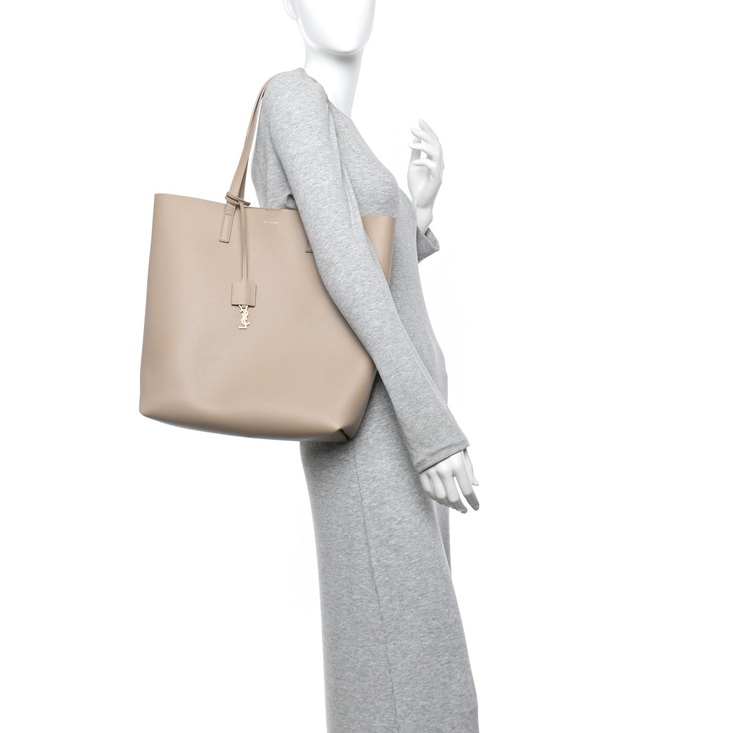Calfskin North-South Shopping Tote Dark Beige