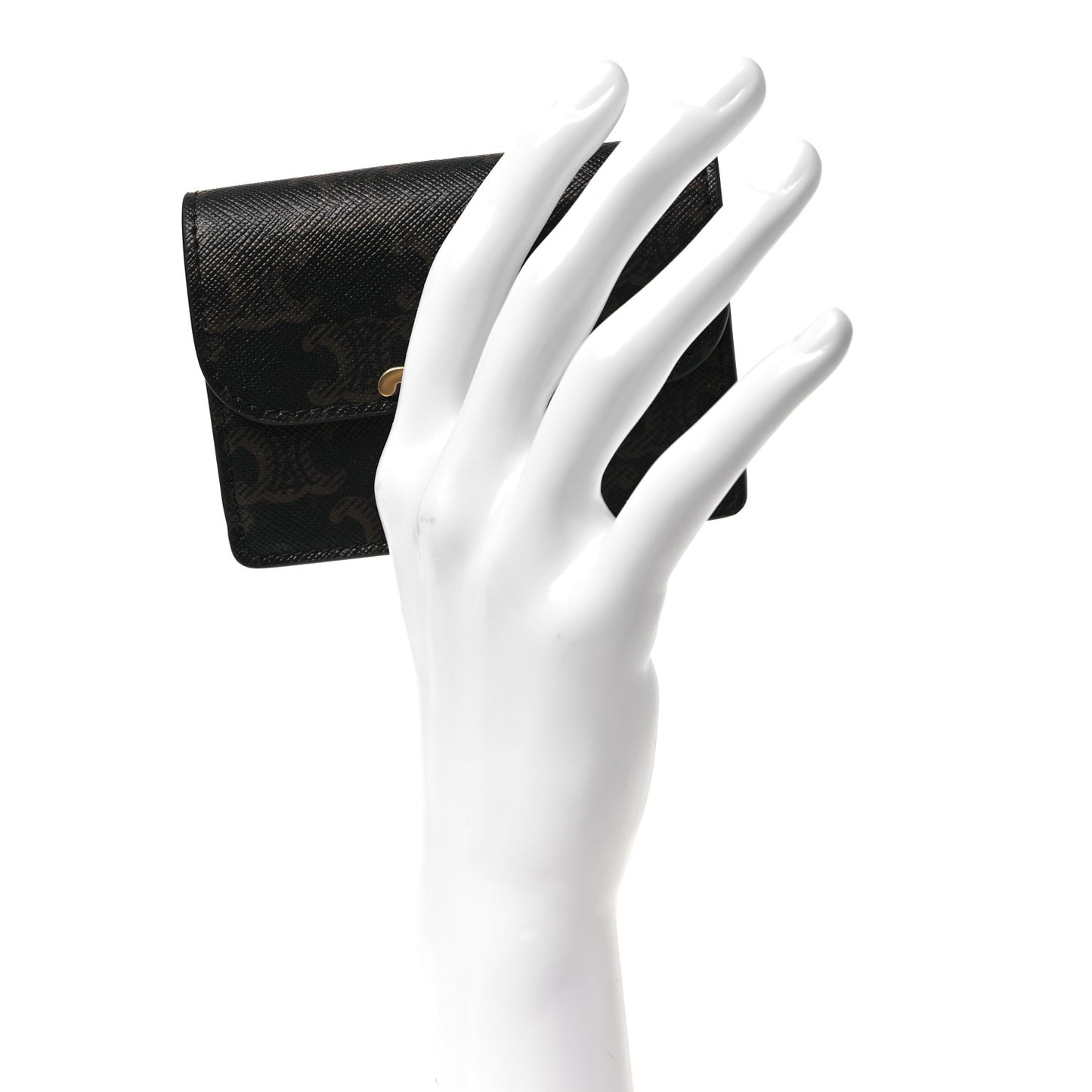 Triomphe Canvas Calfskin Flap Card Holder Tan