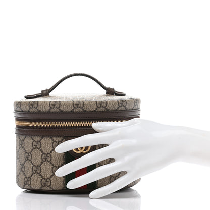 Gucci GG Supreme Monogram Textured Calfskin Web Ophidia Vanity Cosmetic Case Beige Ebony New Acero 2 of 8