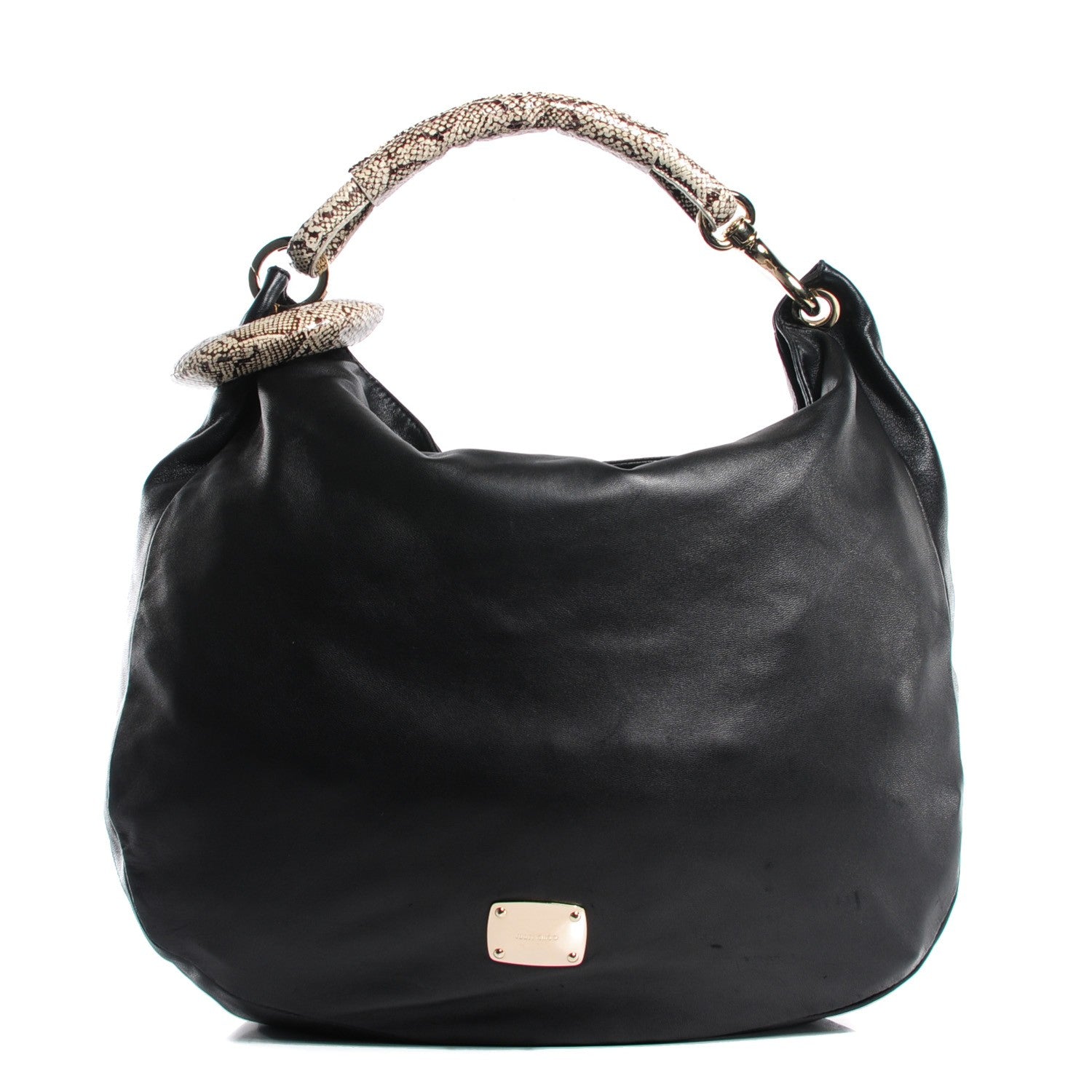 Jimmy Choo Nappa Snakeskin Trim Sky Hobo Black 112264 – FASHIONPHILE