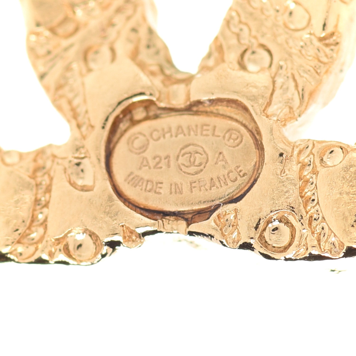 Chanel Metal Textured CC Earrings Gold 4 of 5