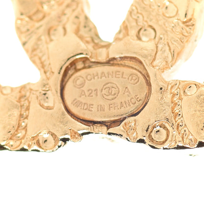 Chanel Metal Textured CC Earrings Gold 4 of 5