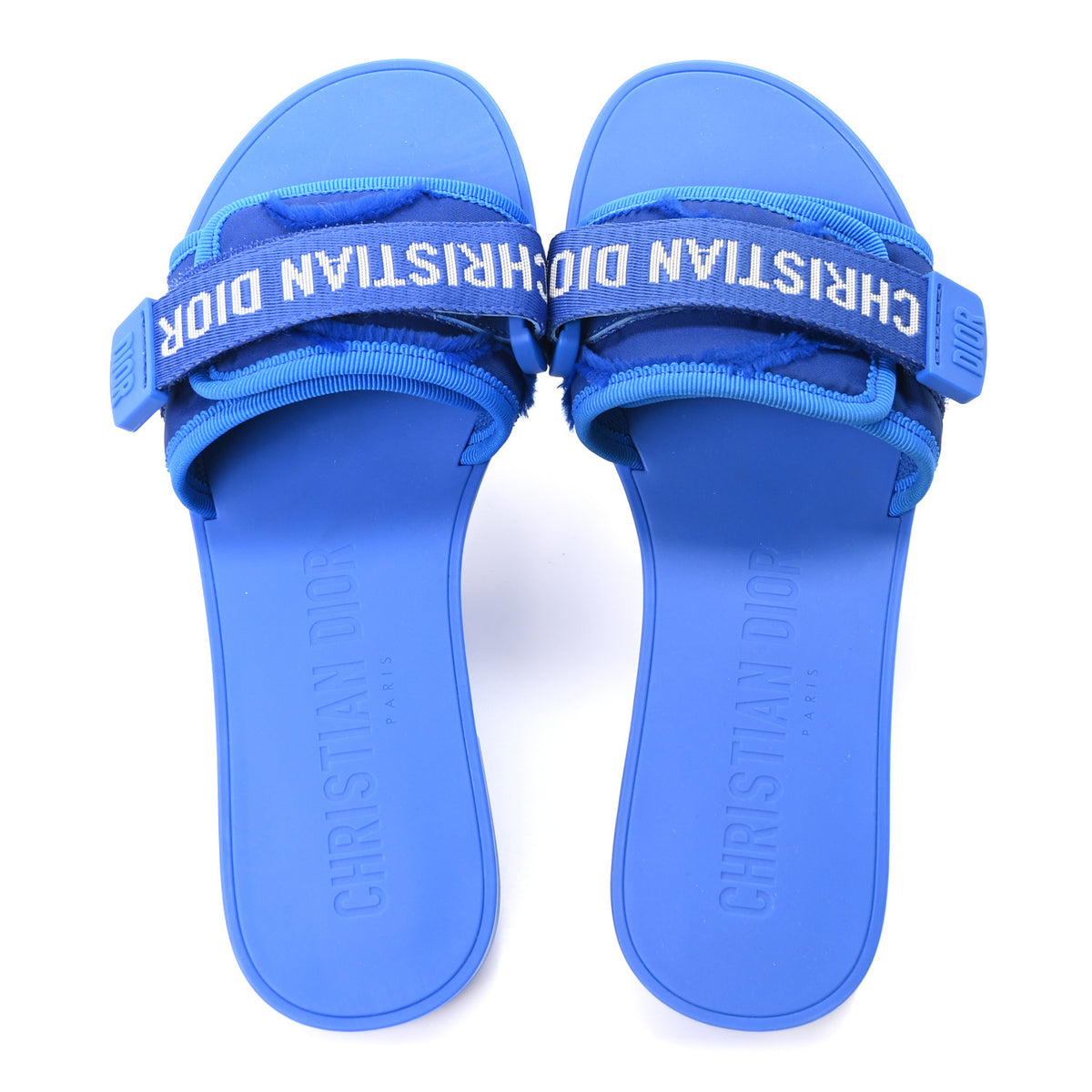 Christian Dior Technical Stretch Fabric Camouflage Dio(r)evolution Slide Sandals 35 Blue Fluo 2 of 10
