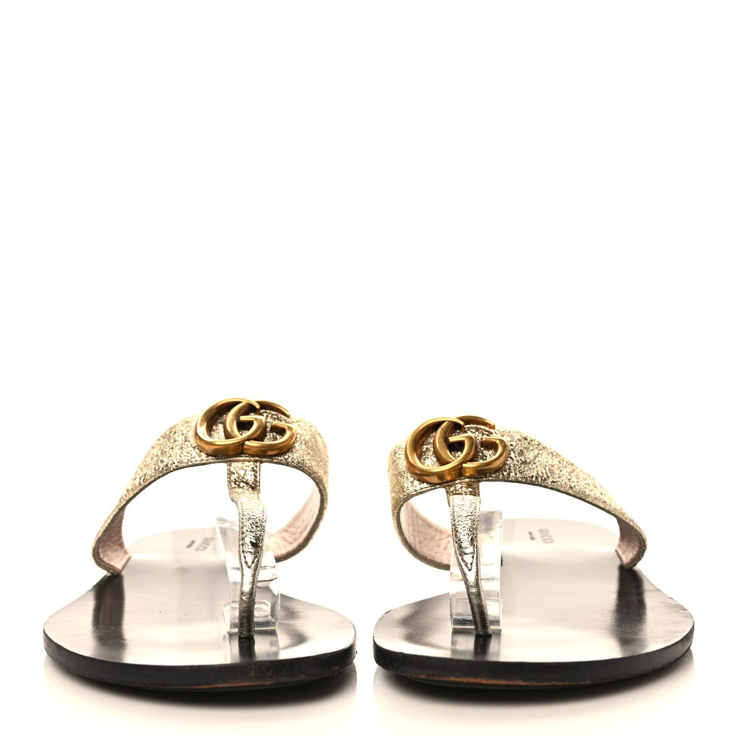 Nappa Silk Galassia GG Marmont Thong Flat Sandals 40 Platino