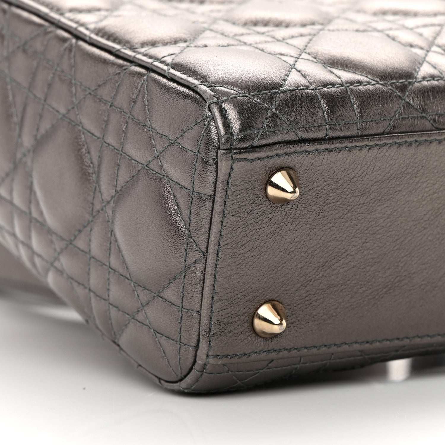 Christian Dior Lambskin Cannage Small My ABCDior Lady Dior Metallic Grey 9 of 20