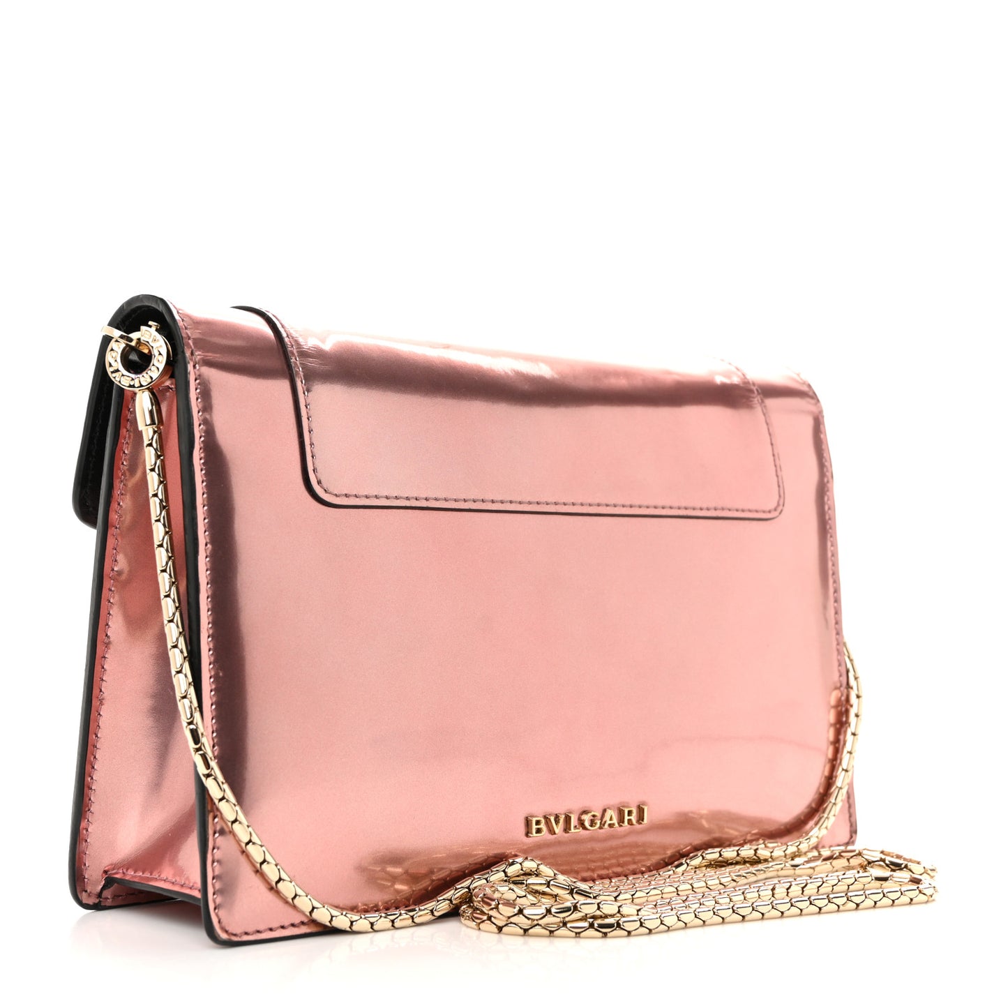 Metallic Serpenti Forever Chain Wallet Rose Quartz