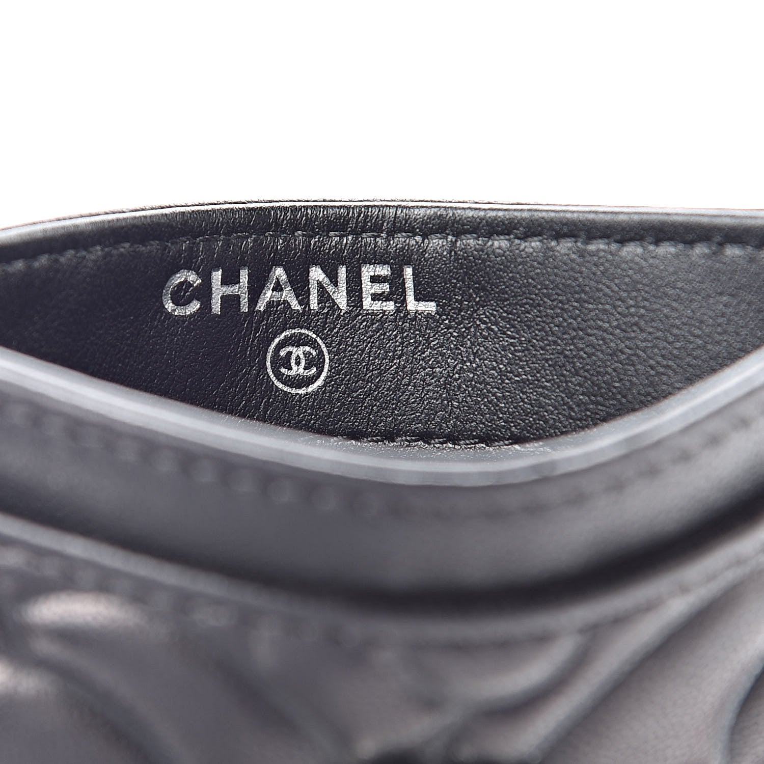 Chanel Lambskin Camellia Embossed Card Holder Black 6 of 8