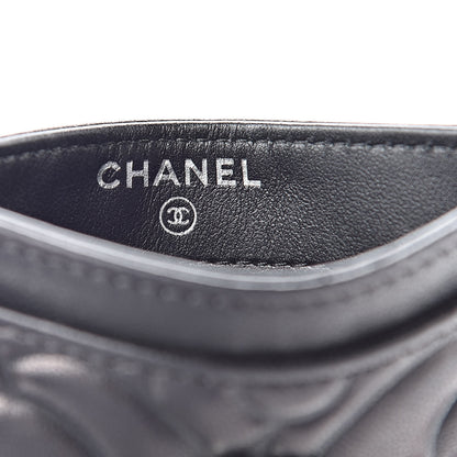Chanel Lambskin Camellia Embossed Card Holder Black 6 of 8