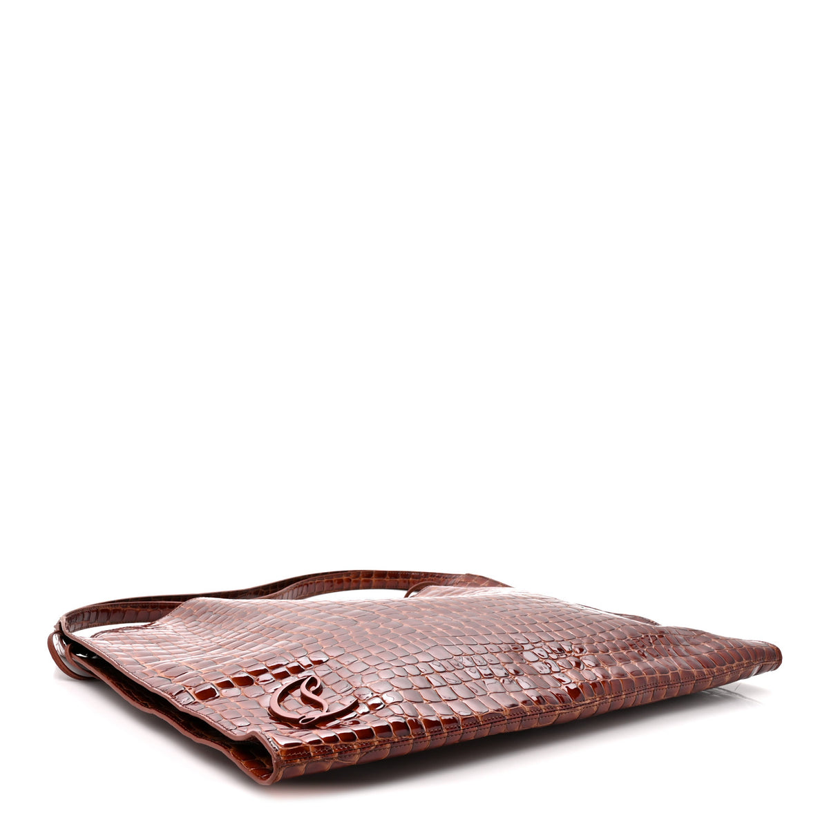 Patent Calfskin Crocodile Embossed Le 54 Tote Acajou