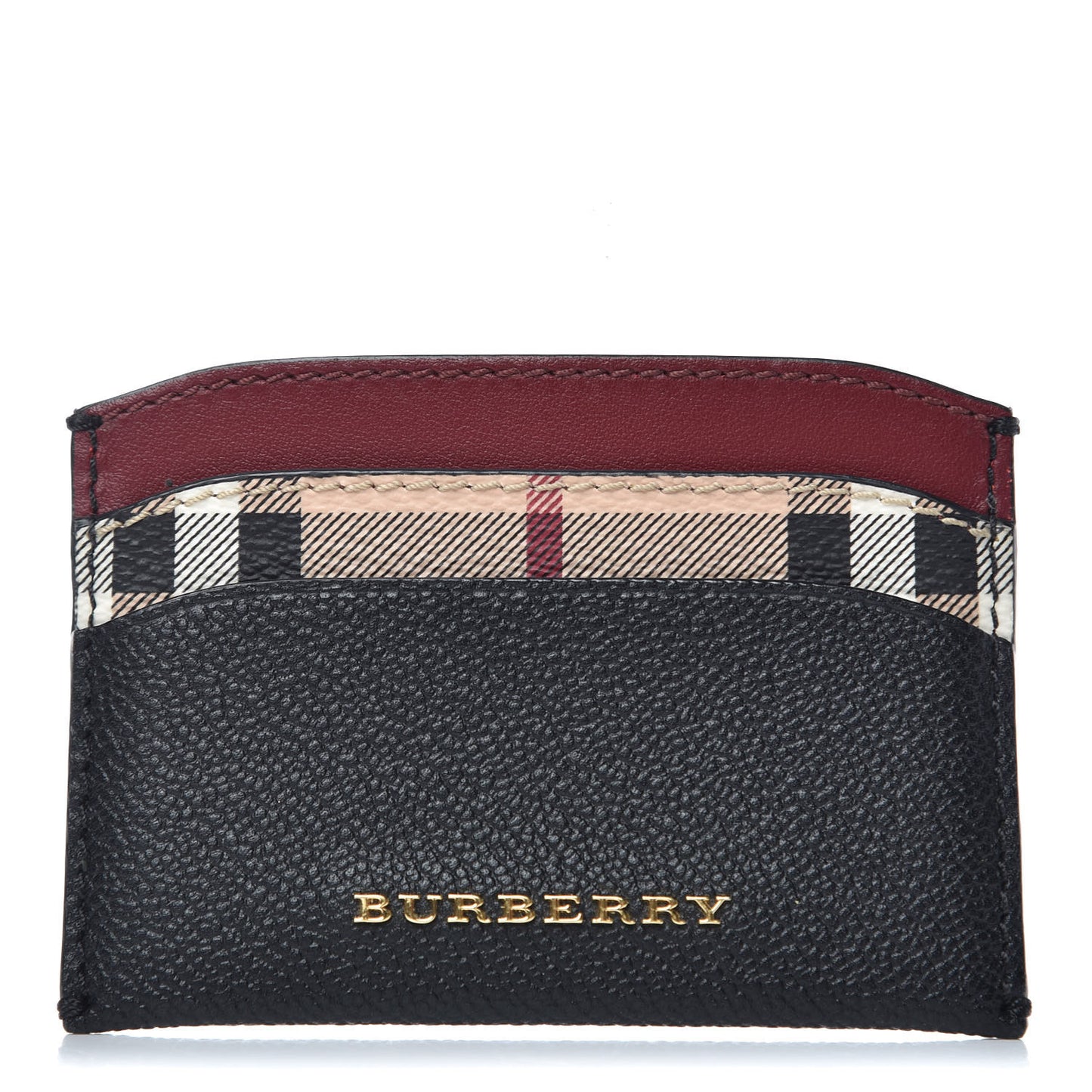 Soft Grain Calfskin Haymarket Check Izzy Card Case Black