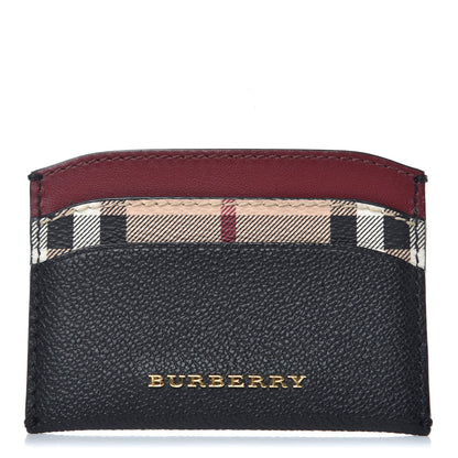 Burberry Soft Grain Calfskin Haymarket Check Izzy Card Case Black 1 of 7