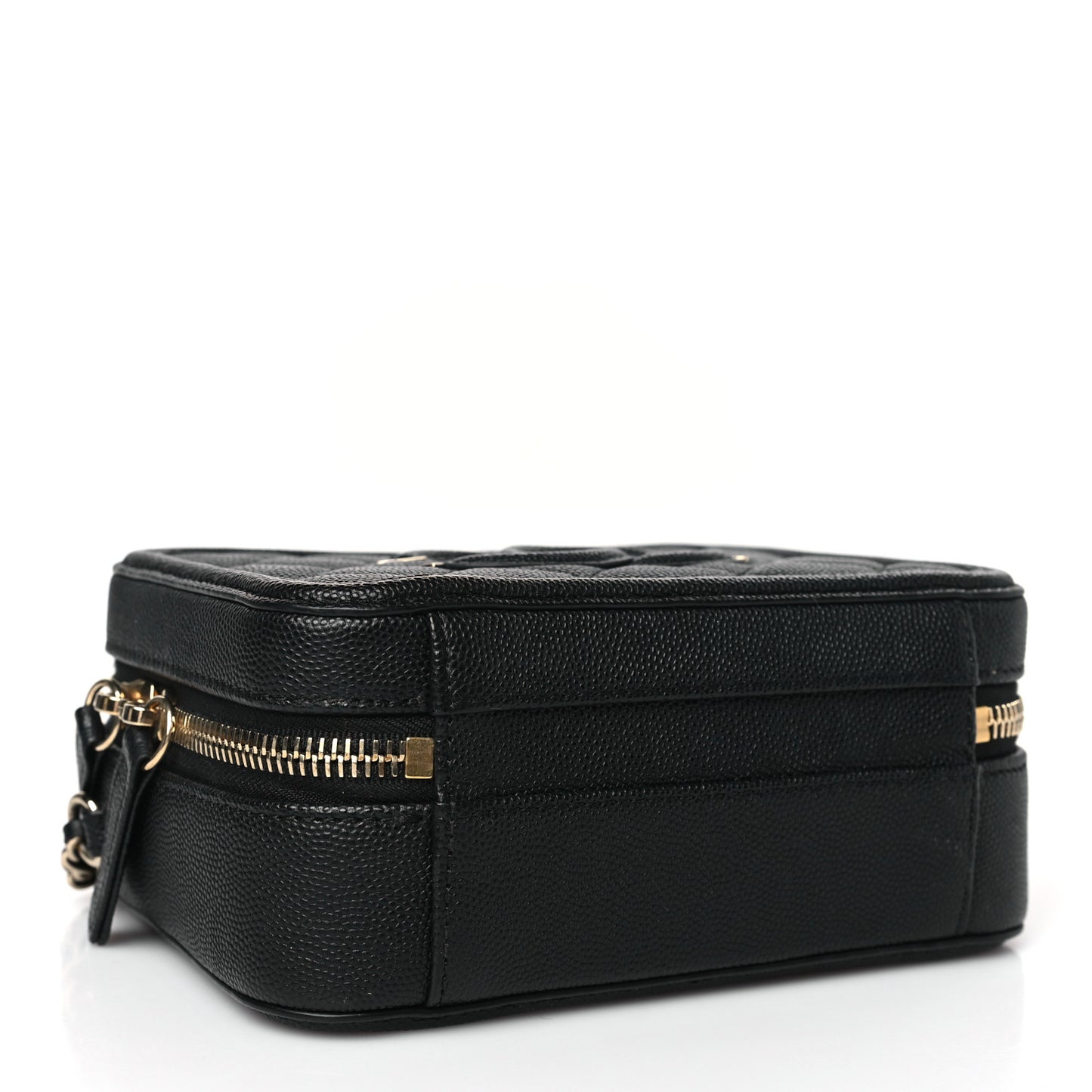 Caviar Quilted Small CC Filigree Vanity Case Black