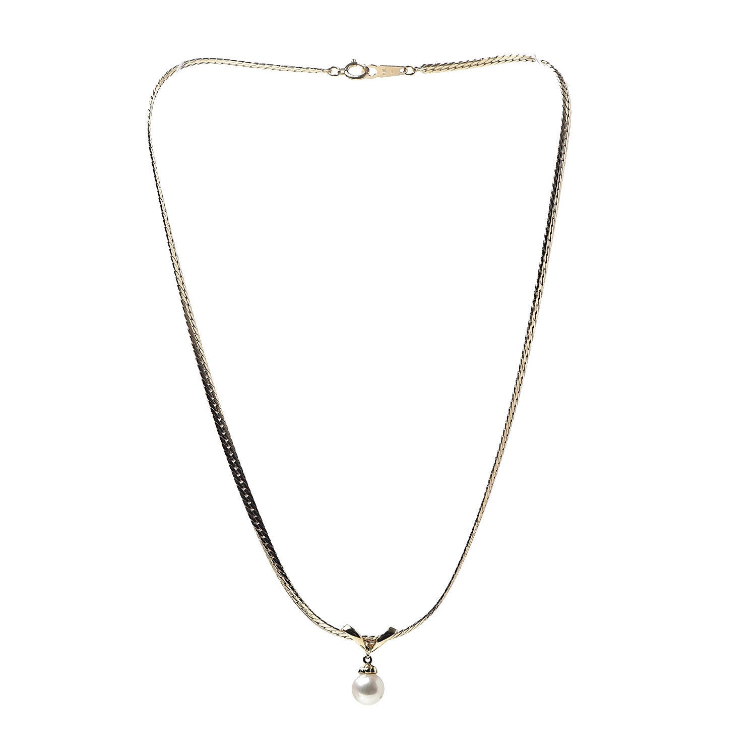 Mikimoto 18K Yellow Gold Akoya Pearl 7mm Drop Pendant Necklace 3 of 5
