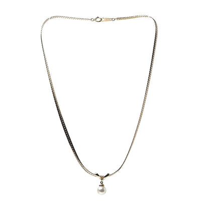 Mikimoto 18K Yellow Gold Akoya Pearl 7mm Drop Pendant Necklace 3 of 5