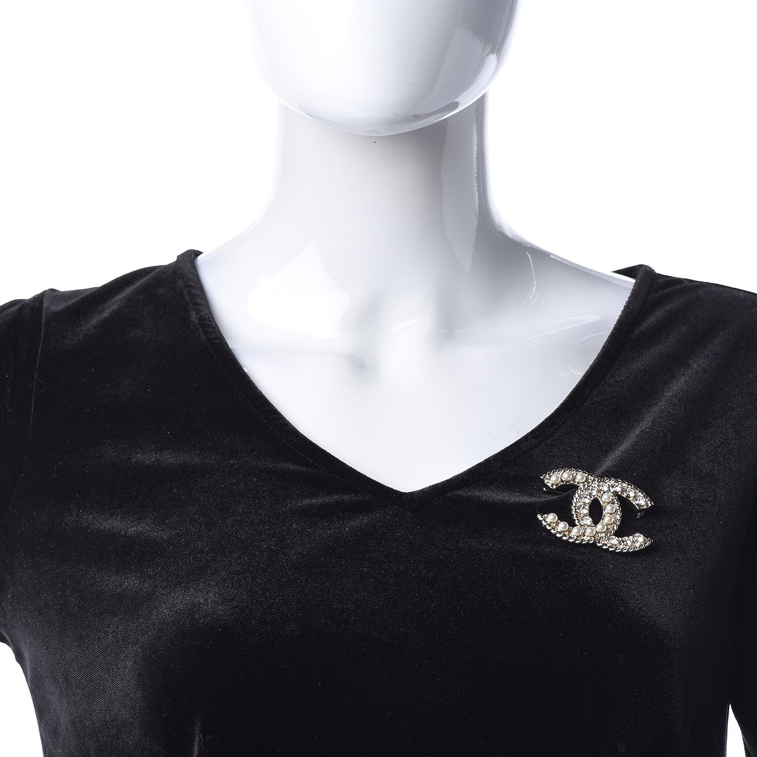 Chanel Pearl Crystal April In Paris CC Brooch Gold 2 of 5
