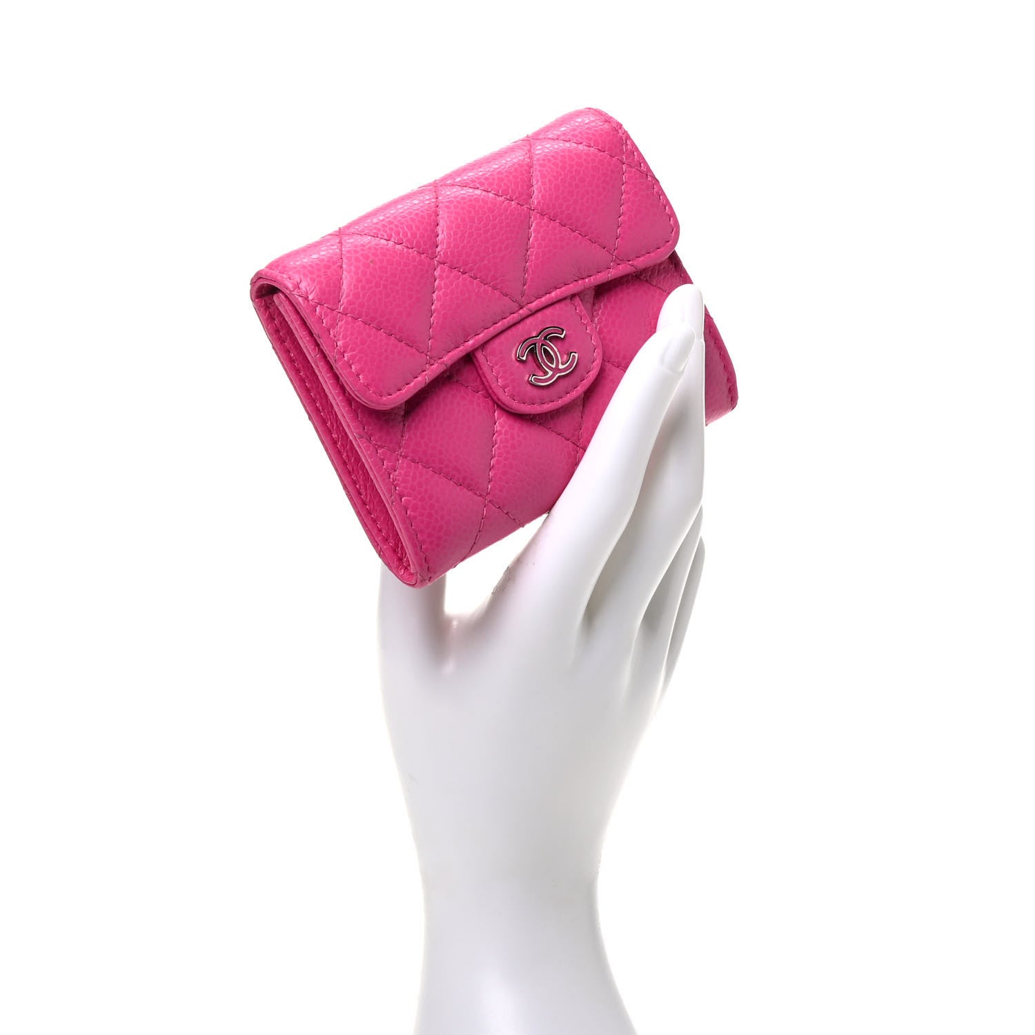 Chanel Caviar Quilted Flap Card Holder Wallet Pink 2 of 8