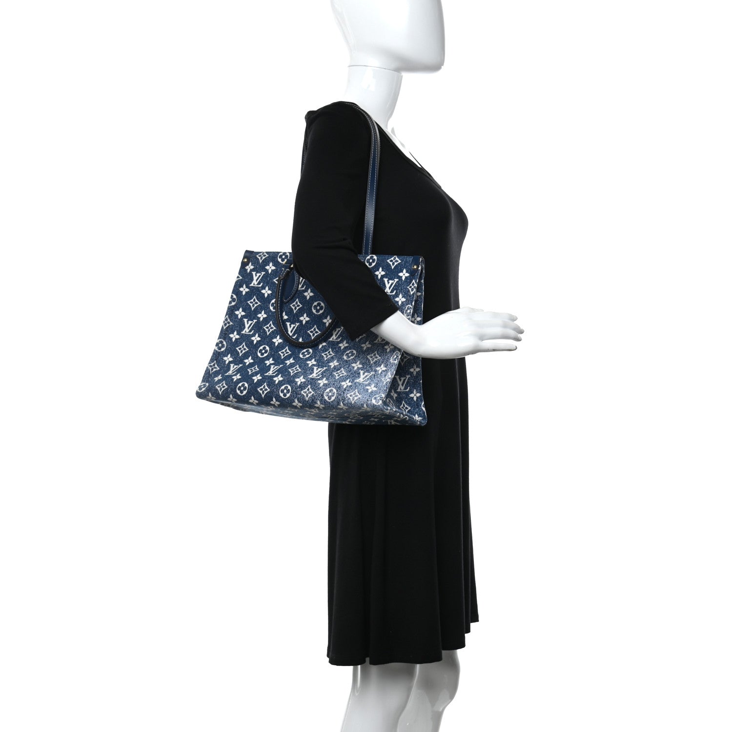 Louis Vuitton Monogram Jacquard Denim Onthego MM Bleu 2 of 8