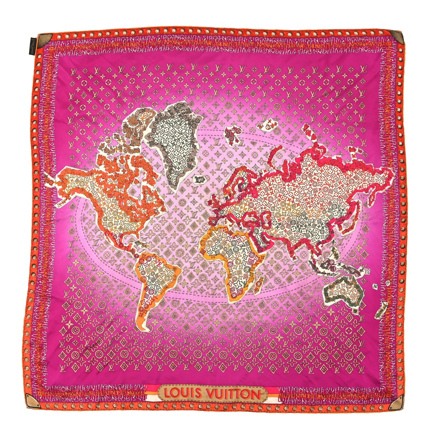Louis Vuitton Silk World Square Scarf Purple Multicolor 1 of 3