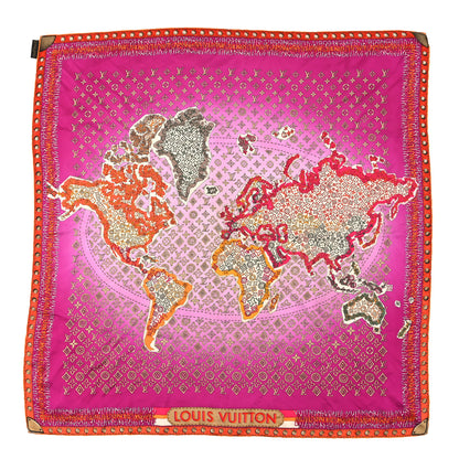 Louis Vuitton Silk World Square Scarf Purple Multicolor 1 of 3