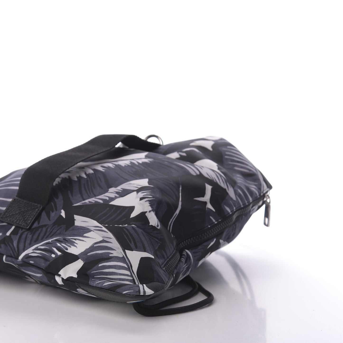 Nylon Printed Drawstring Backpack Black