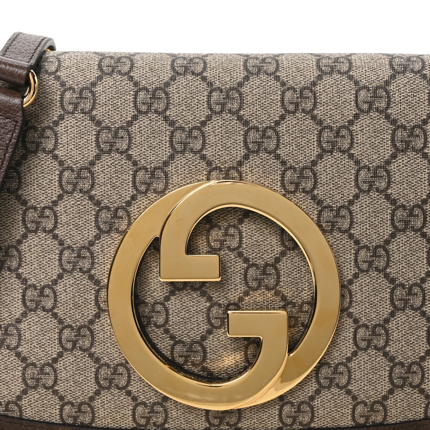 GG Supreme Monogram Textured Dollar Calfskin Blondie Chain Shoulder Flap Bag Beige Ebony New Acero