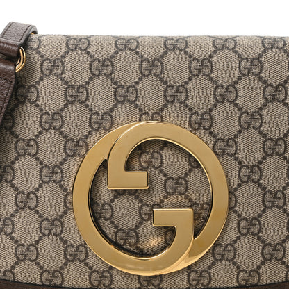 Gucci GG Supreme Monogram Textured Dollar Calfskin Blondie Chain Shoulder Flap Bag Beige Ebony New Acero 8 of 10