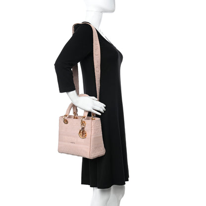 Christian Dior Canvas Embroidered Cannage Medium Lady D-Lite Pink 2 of 20