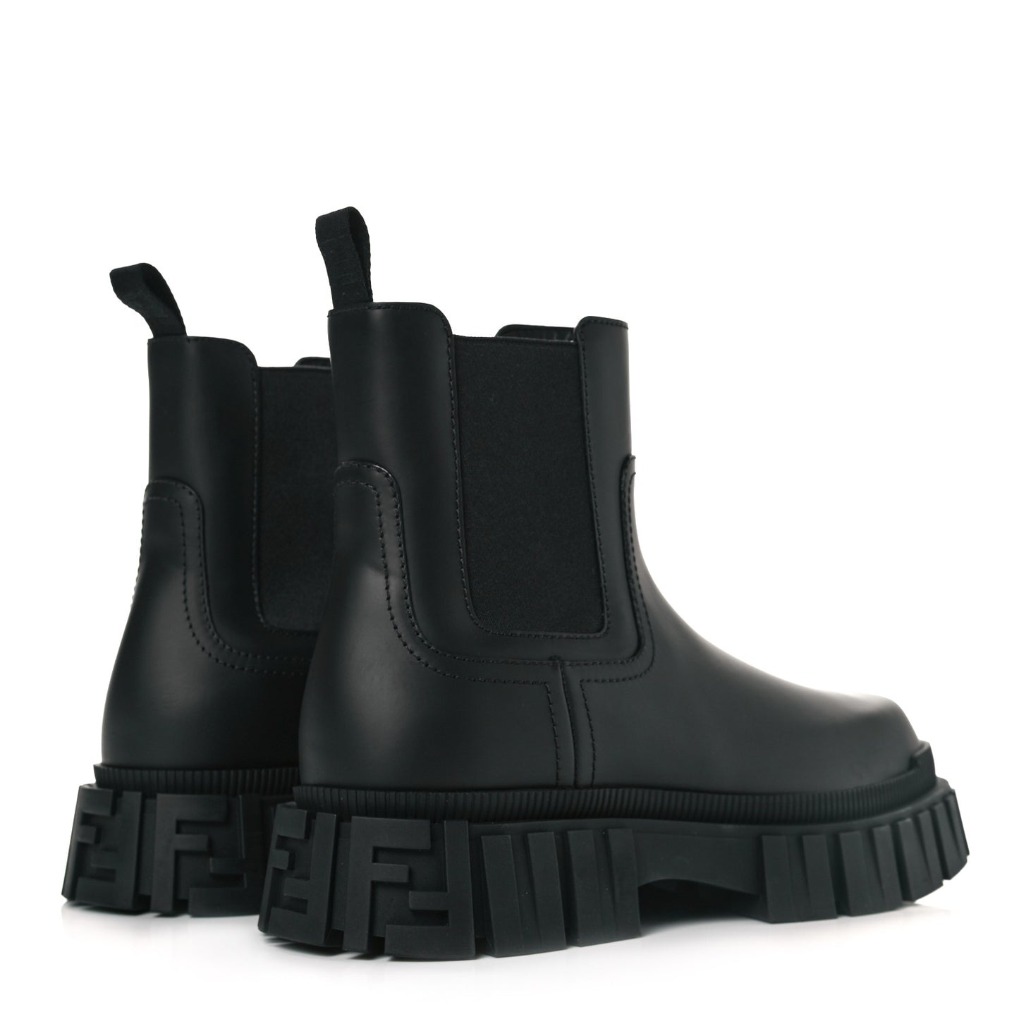 Calfskin Rubber Mens Fendi Force Chelsea Boots 7.5 Black