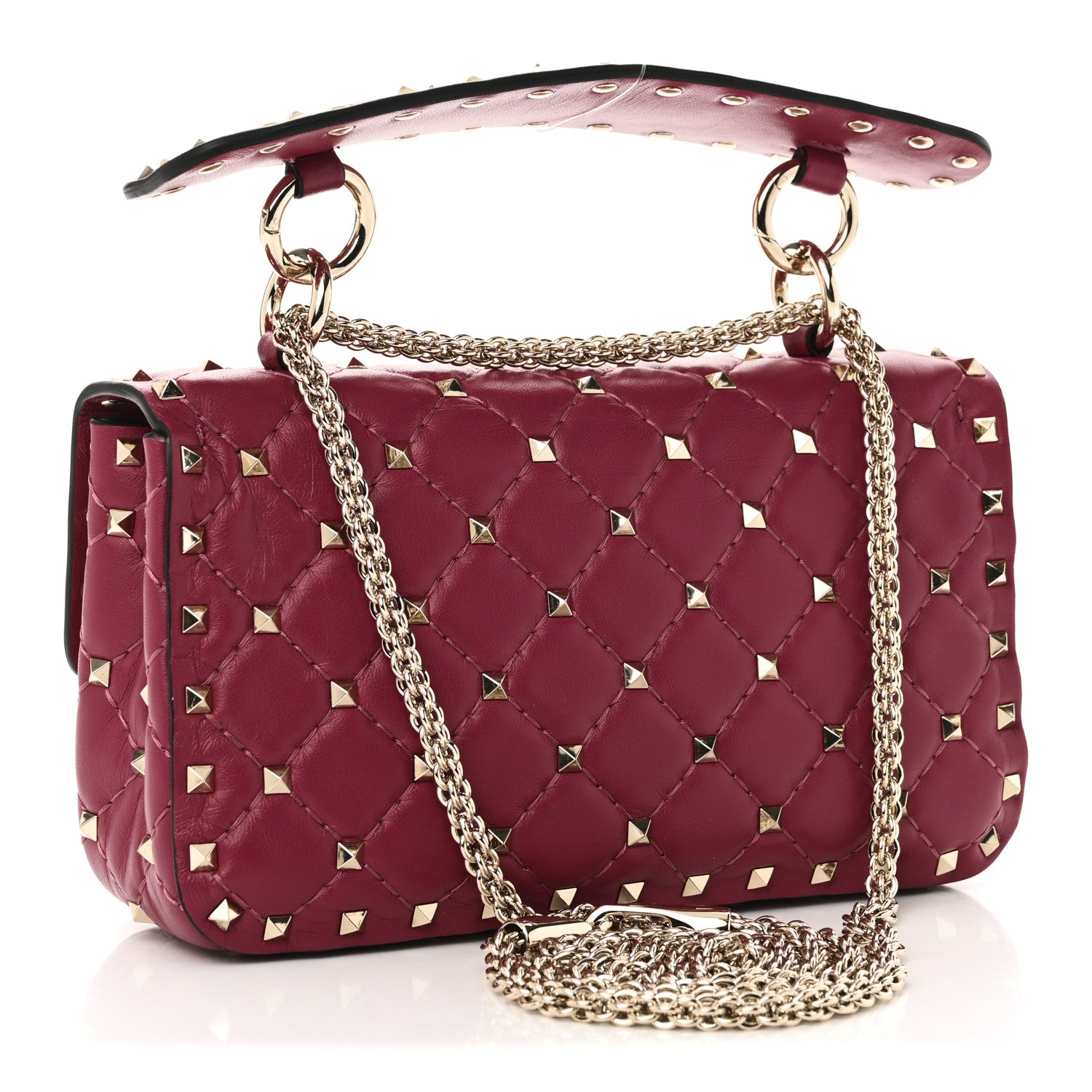 Valentino Garavani Nappa Small Rockstud Spike Shoulder Bag Raspberry 3 of 9