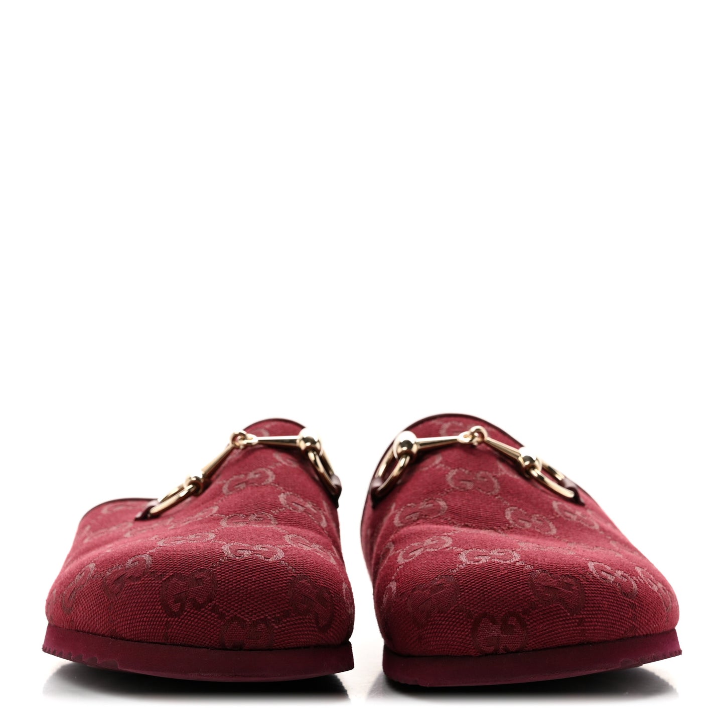 GG Supreme Monogram Womens Horsebit Slippers 36 Rosso Ancora