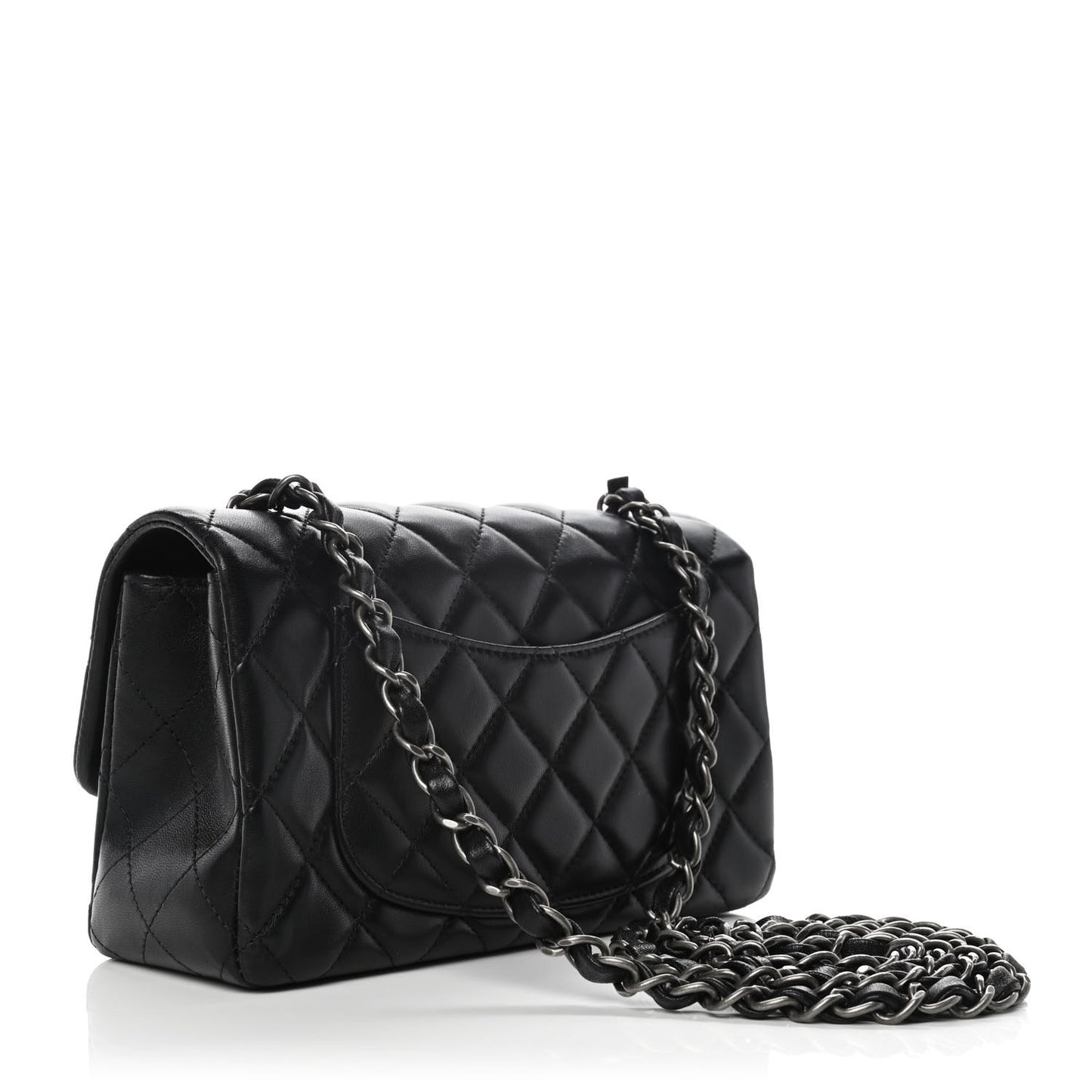 Lambskin Quilted Mini Rectangular Flap Black