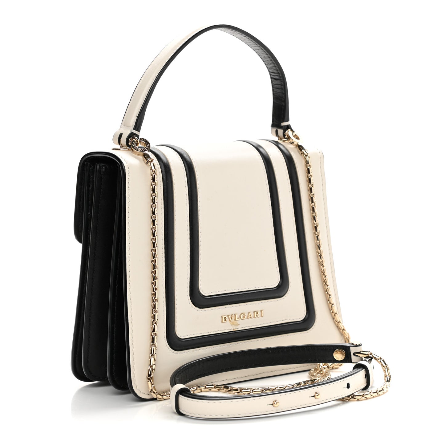 Calfskin Serpenti Forever Top Handle White Black