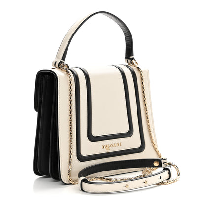 Bulgari Calfskin Serpenti Forever Top Handle White Black 3 of 14