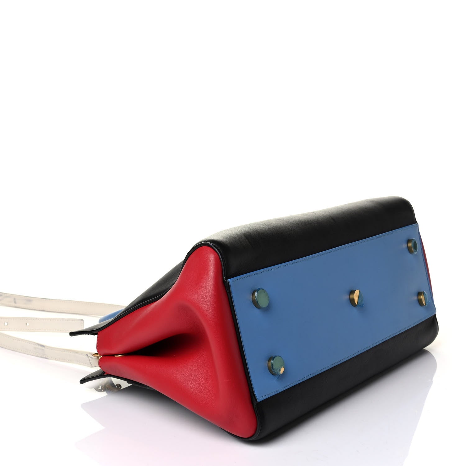 Saint Laurent Calfskin Small Cabas Rive Gauche Bag Black Red Yellow White 3 of 8