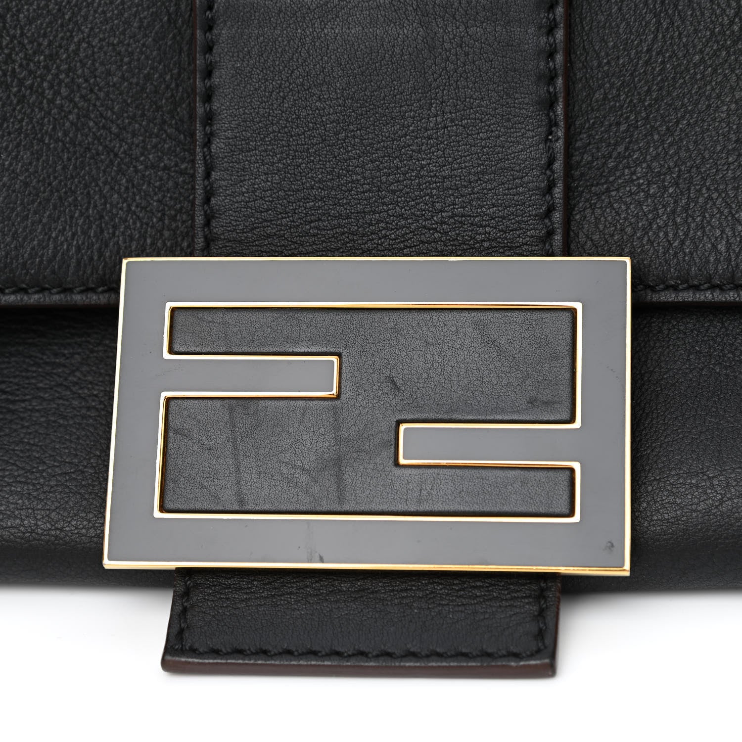 Fendi Vitello Flamingo Enamel Big Forever Mama Baguette Black 12 of 12
