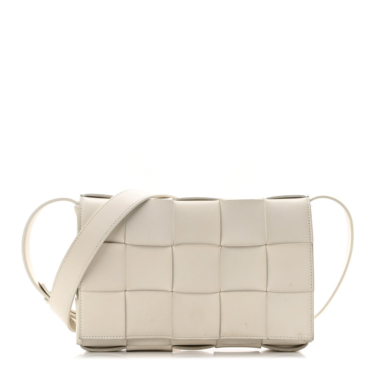 Lambskin Maxi Intrecciato Cassette Crossbody Bag White