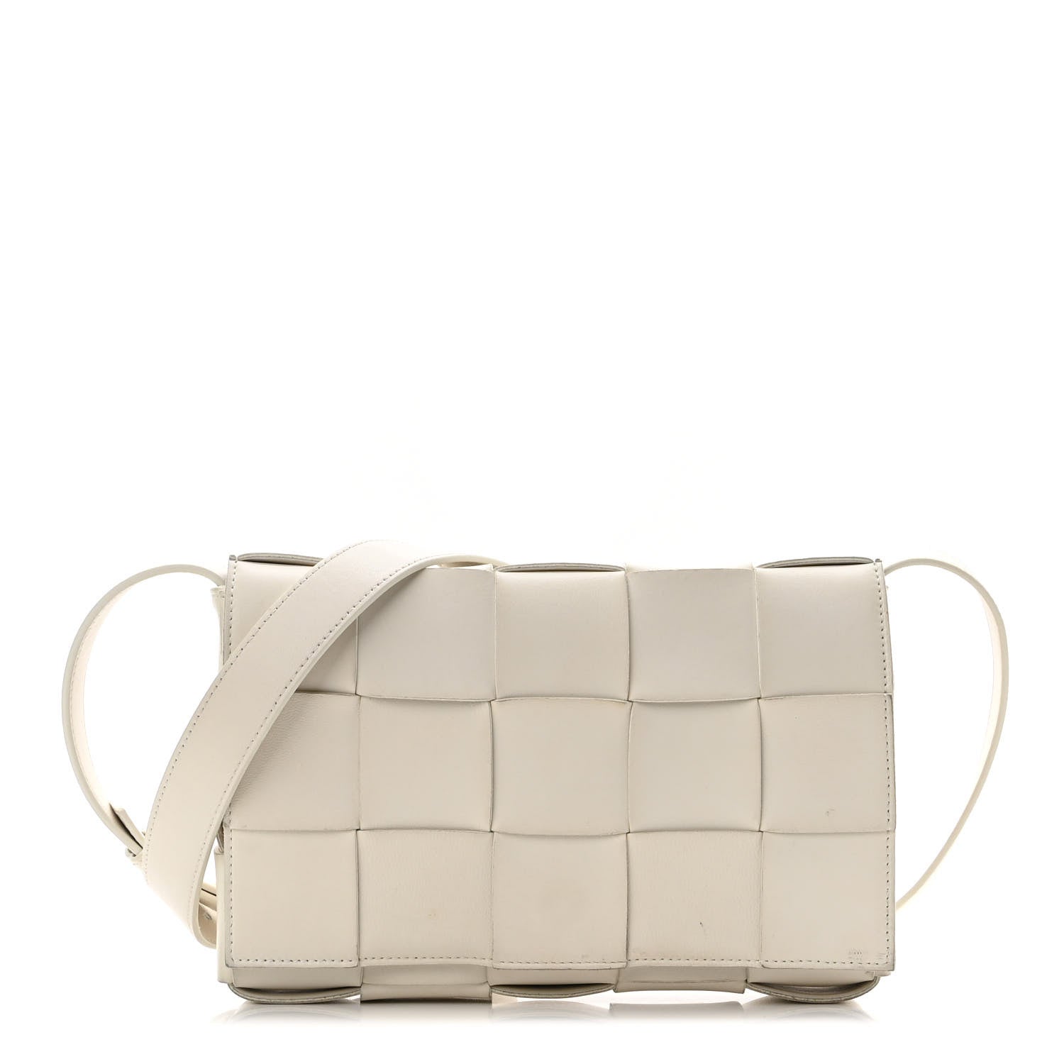 Bottega Veneta Lambskin Maxi Intrecciato Cassette Crossbody Bag White 1 of 9