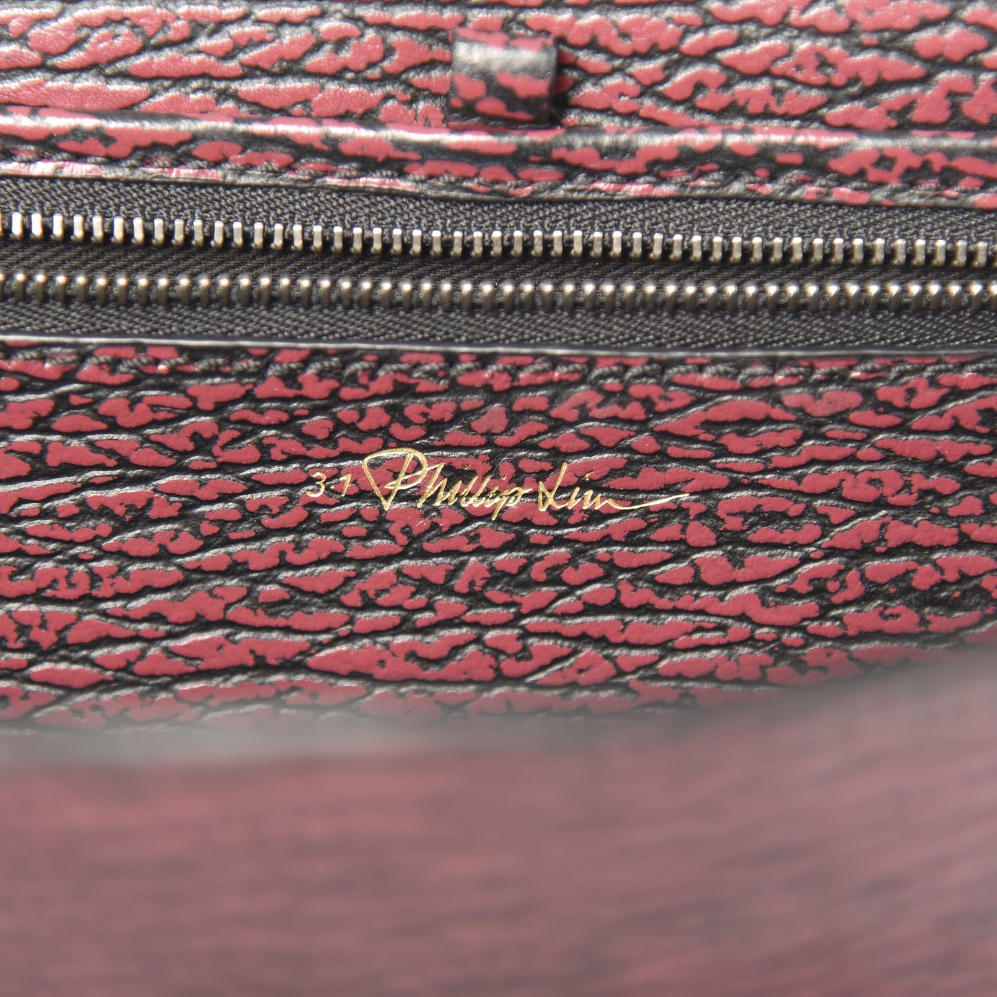 3.1 Textured Calfskin Medium Pashli Satchel Black Red