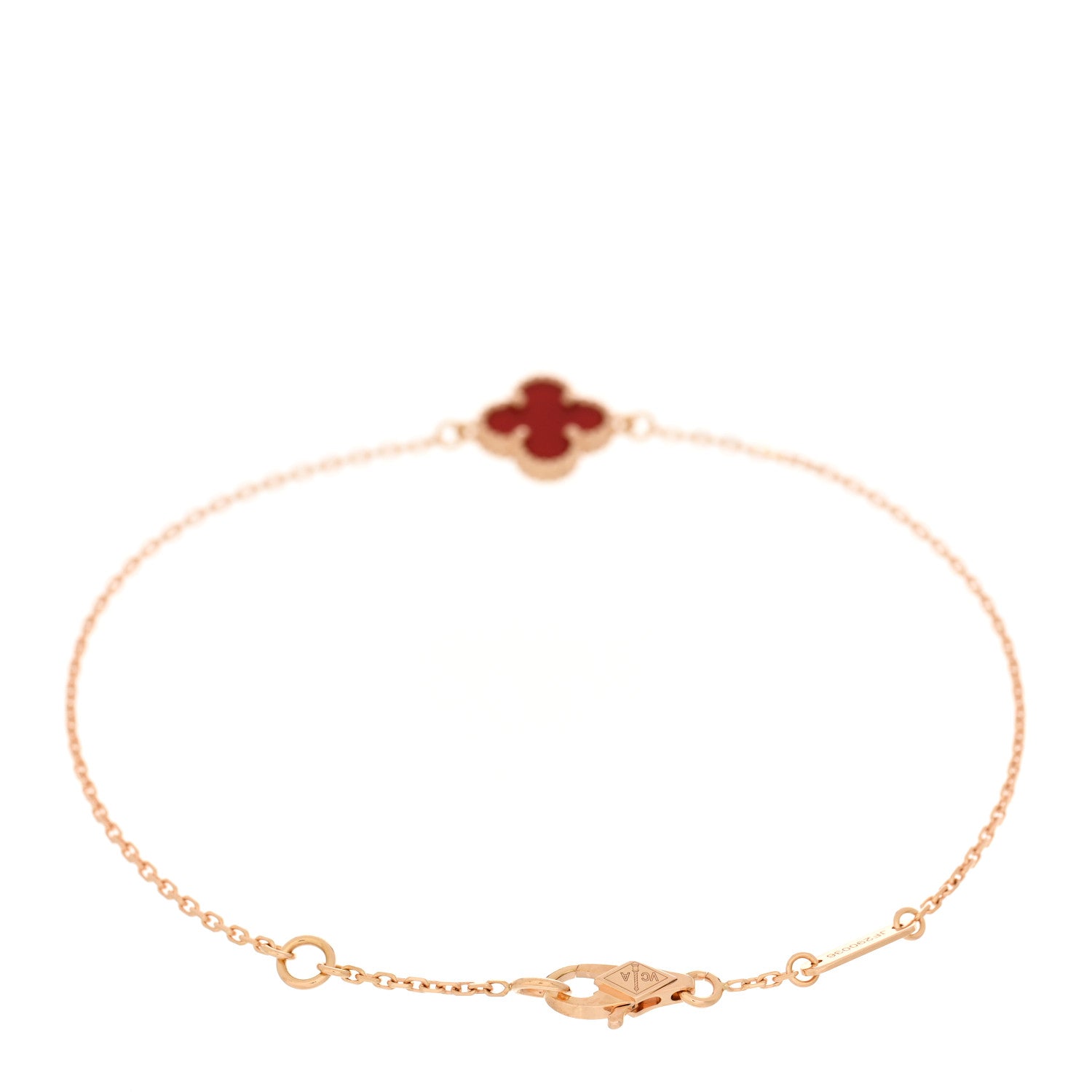 Van Cleef & Arpels 18K Rose Gold Carnelian Sweet Alhambra Bracelet 2 of 4