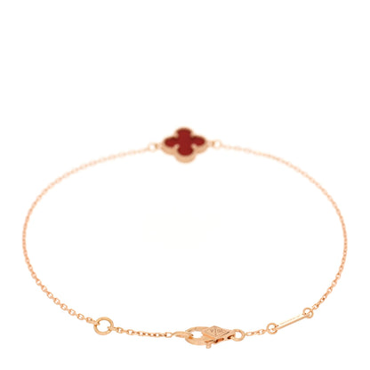 Van Cleef & Arpels 18K Rose Gold Carnelian Sweet Alhambra Bracelet 2 of 4