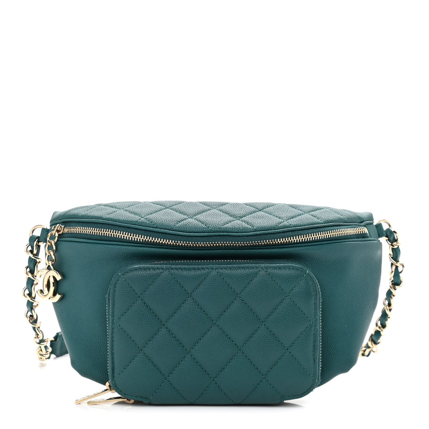 Caviar Quilted Business Affinity Waist Belt Bag Dark Turquoise