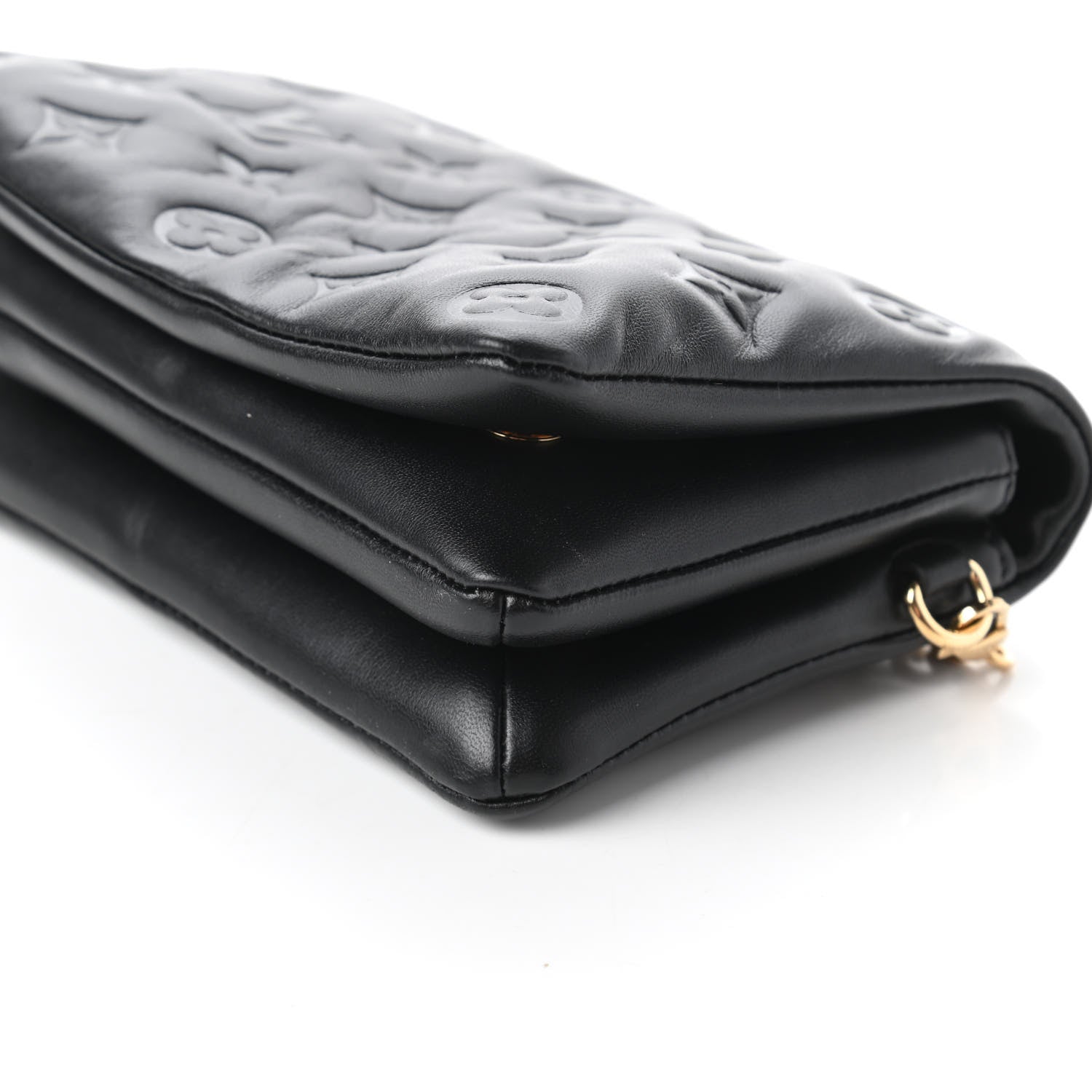 Louis Vuitton Lambskin Embossed Monogram Pochette Coussin Black 7 of 9