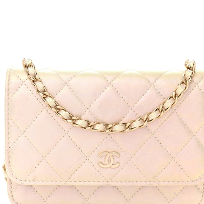 Chanel Iridescent Lambskin Quilted Mini Wallet On Chain WOC Ivory 8 of 11
