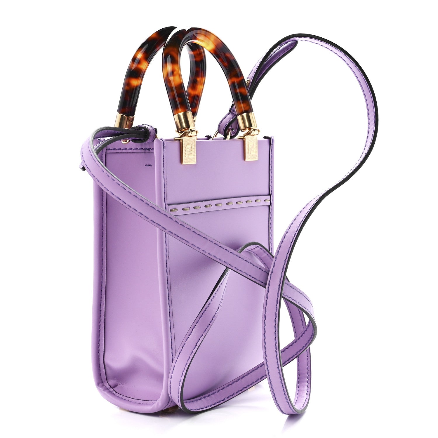 Fendi Vitello King Plexiglass Logo Embossed Mini Fendi Sunshine Shopper Tote Violetta 3 of 11