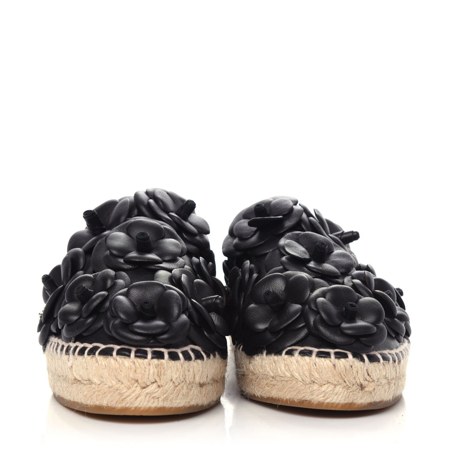 Lambskin Camellia CC Espadrilles 37 Black