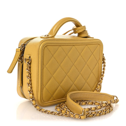 Chanel Caviar Quilted Small CC Filigree Vanity Case Yellow 3 of 13