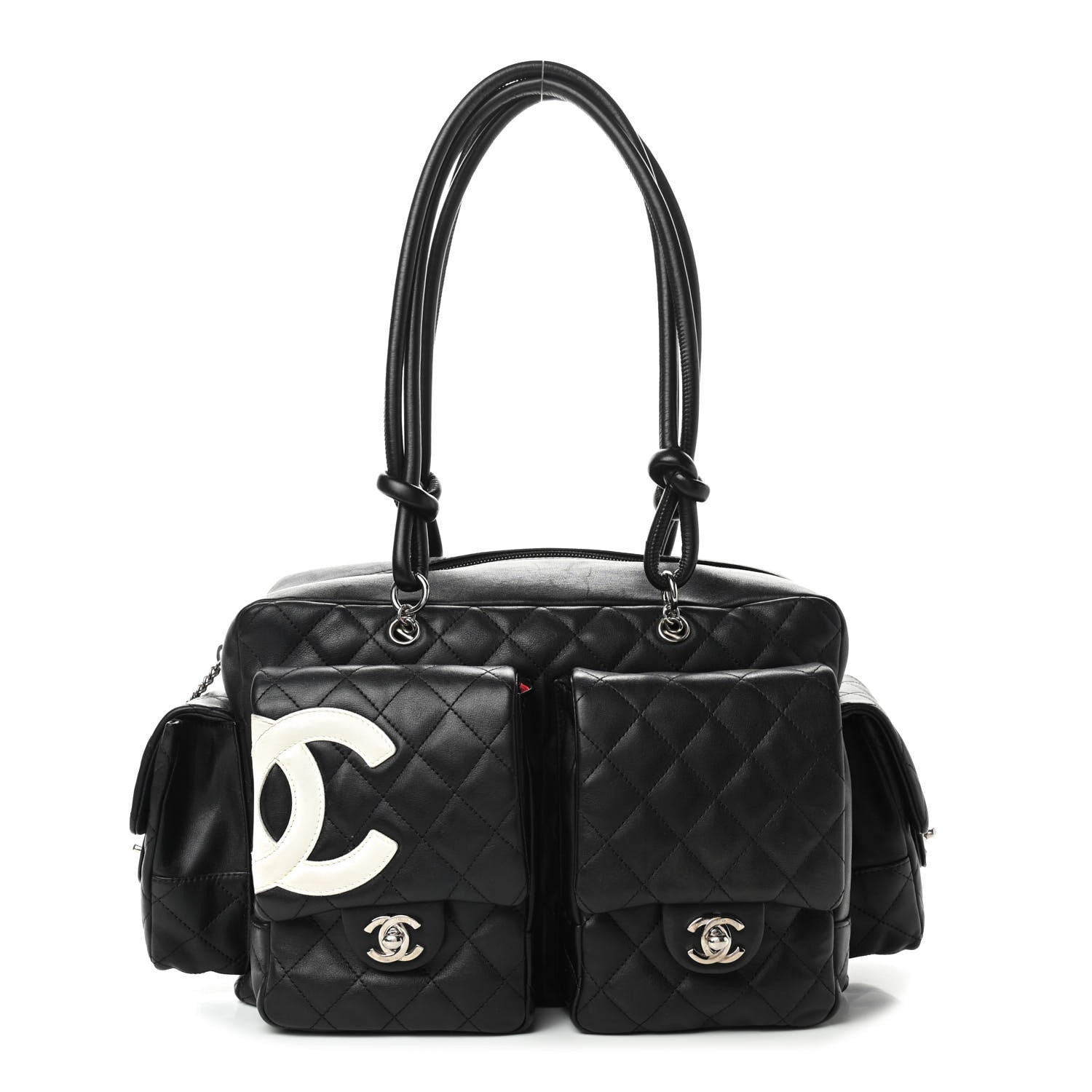 Chanel Calfskin Quilted Large Cambon Multipocket Reporter Black White 1 of 13