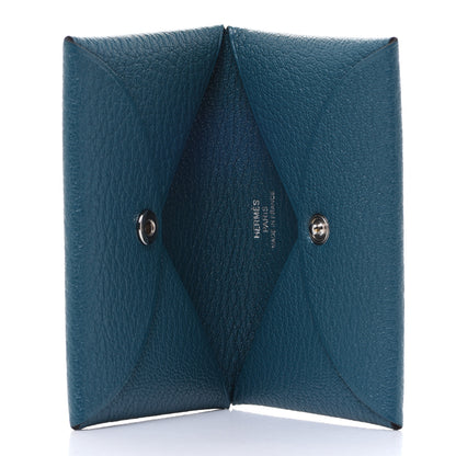 Hermes Chevre Mysore Calvi Card Case Vert Bosphore 5 of 8