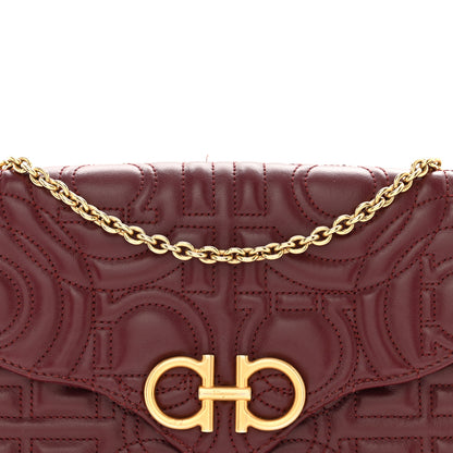 Salvatore Ferragamo SALVATORE FERRAGAMO Calfskin Quilted Gancini Mini Bag Burgundy 8 of 12